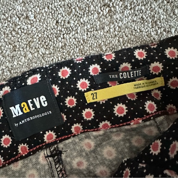 Maeve Anthropologie‎ The Colette Wide Leg Pants 27 Black Floral Linen Blend - Picture 3 of 8
